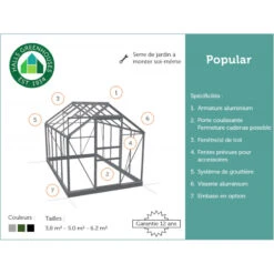 Serre De Jardin 3,8m² Popular 66 En Aluminium Noir Et Verre Horticole 3mm - Halls -Jardin Serre Boutique serre de jardin 38m popular 66 en aluminium noir et verre horticole 3mm halls 3