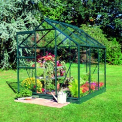 Serre De Jardin 3,8m² Popular 66 En Aluminium Vert Et Verre Trempé 3mm - Halls