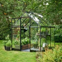 Serre De Jardin 3,9m² Qube 66 Noire En Verre Trempé - Halls -Jardin Serre Boutique serre de jardin 39m qube 66 noire en verre trempe halls 2