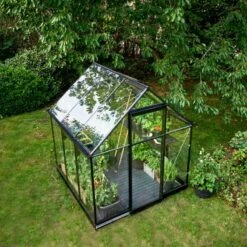 Serre De Jardin 3,9m² Qube 66 Noire En Verre Trempé - Halls