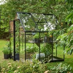 Serre De Jardin 3,9m² Qube 66 Noire En Verre Trempé - Halls -Jardin Serre Boutique serre de jardin 39m qube 66 noire en verre trempe halls 4
