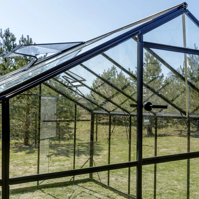 Serre De Jardin 4,84m² En Aluminium Noir Et Verre Trempé Sanus L5 - Gampre 14 Serre De Jardin 4,84m² En Aluminium Noir Et Verre Trempé Sanus L5 - Gampre – Image 12