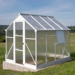 Serre De Jardin Dorado 4,8m² En Aluminium Blanc Et Polycarbonate 6mm – Westmann -Jardin Serre Boutique serre de jardin 48m en polycarbonate 6mm blanc dorado westmann 1