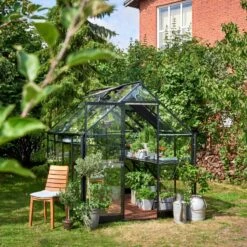 Serre De Jardin 5,1m² Qube 68 Noire En Verre Trempé - Halls -Jardin Serre Boutique serre de jardin 51m qube 68 noire en verre trempe halls 1