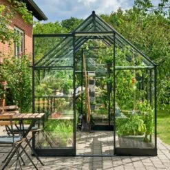 Serre De Jardin 5,1m² Qube 68 Noire En Verre Trempé - Halls -Jardin Serre Boutique serre de jardin 51m qube 68 noire en verre trempe halls 15