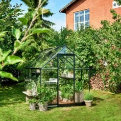 Serre De Jardin 5,1m² Qube 68 Noire En Verre Trempé - Halls -Jardin Serre Boutique serre de jardin 51m qube 68 noire en verre trempe halls 3