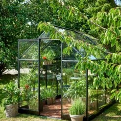 Serre De Jardin 5,1m² Qube 68 Noire En Verre Trempé - Halls -Jardin Serre Boutique serre de jardin 51m qube 68 noire en verre trempe halls 6