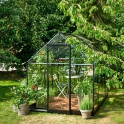 Serre De Jardin 5,1m² Qube 68 Noire En Verre Trempé - Halls -Jardin Serre Boutique serre de jardin 51m qube 68 noire en verre trempe halls 7