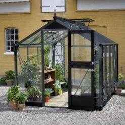 Serre De Jardin 5m² Anthracite En Verre Trempé Compact - Juliana