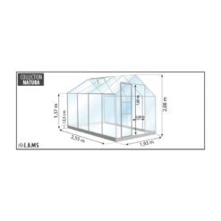 Serre Allium Venus 4,9m² En Aluminium Naturel Et Verre Trempé 3mm + Embase Incluse - Natura Lams -Jardin Serre Boutique serre de jardin 5m en aluminium et verre trempe venus lams 1