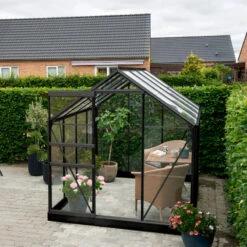 Serre De Jardin 5m² Popular 86 En Aluminium Noir Et Verre Horticole 3mm - Halls -Jardin Serre Boutique serre de jardin 5m popular 86 en aluminium noir et verre horticole 3mm halls 2
