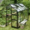 Serre De Jardin 6,17m² En Verre Trempé BURFORD Noire - Halls Costwold -Jardin Serre Boutique serre de jardin 617m en verre trempe burford noire eden greenhouses