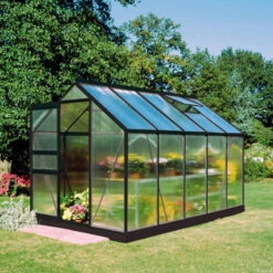 Serre De Jardin 6,2m² Popular 106 En Aluminium Noir Et Polycarbonate 4mm - Halls