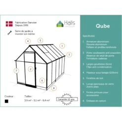 Serre De Jardin 6,4m² Qube 610 Noire En Verre Trempé - Halls 38 Serre De Jardin 6,4m² Qube 610 Noire En Verre Trempé - Halls -Jardin Serre Boutique serre de jardin 64m qube 610 noire en verre trempe halls 17