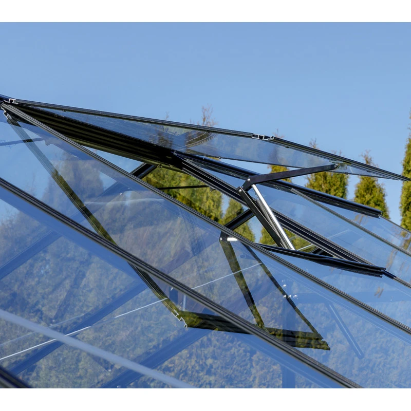 Serre De Jardin 6,5m² En Aluminium Noir Et Verre Trempé Sanus L7 - Gampre 6 Serre De Jardin 6,5m² En Aluminium Noir Et Verre Trempé Sanus L7 - Gampre – Image 4