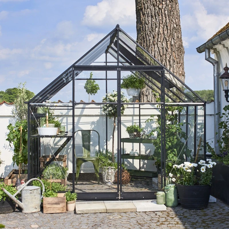 Serre De Jardin 6,6m² Qube+88 Noire En Verre Trempé - Halls 3 Serre De Jardin 6,6m² Qube+88 Noire En Verre Trempé - Halls