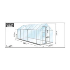 Serre Allium Venus 7,3m² En Aluminium Laqué Vert Et Verre Trempé 3mm + Embase Incluse - Natura Lams -Jardin Serre Boutique serre de jardin 74m en aluminium laque et verre trempe venus lams 2