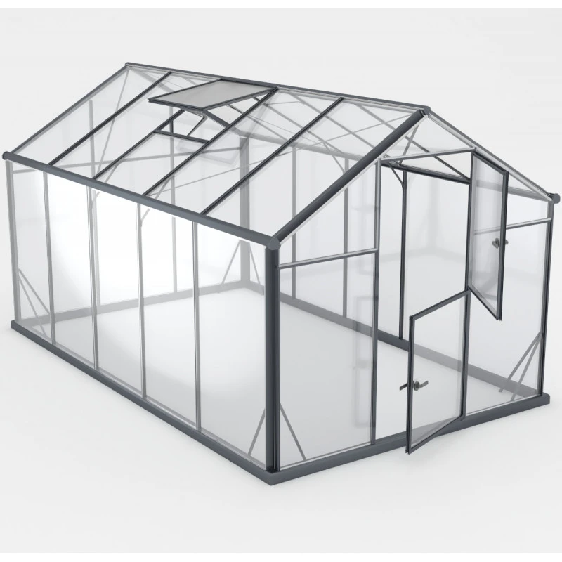 Serre De Jardin 7,92m² En Aluminium Noir Et Verre Trempé Sanus L8 - Gampre 3 Serre De Jardin 7,92m² En Aluminium Noir Et Verre Trempé Sanus L8 - Gampre