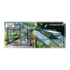 Serre Carvi Merkur 8,10m² En Aluminium Naturel Et Verre Trempé 3mm + Embase Incluse - Natura Lams -Jardin Serre Boutique serre de jardin 825m en aluminium anodise et verre trempe merkur lams 10