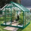Serre Carvi Merkur 8,10m² En Aluminium Laqué Vert Et Verre Trempé 3mm + Embase Incluse - Natura Lams -Jardin Serre Boutique serre de jardin 825m en aluminium laque et verre trempe merkur lams