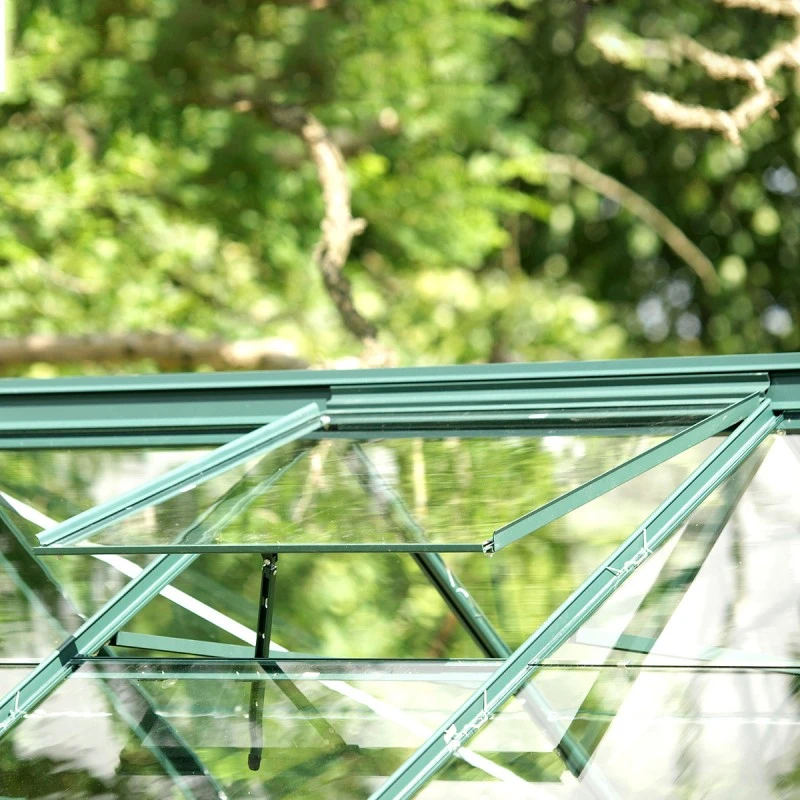 Serre Carvi Merkur 8,10m² En Aluminium Laqué Vert Et Verre Trempé 3mm + Embase Incluse - Natura Lams 8 Serre Carvi Merkur 8,10m² En Aluminium Laqué Vert Et Verre Trempé 3mm + Embase Incluse - Natura Lams – Image 6