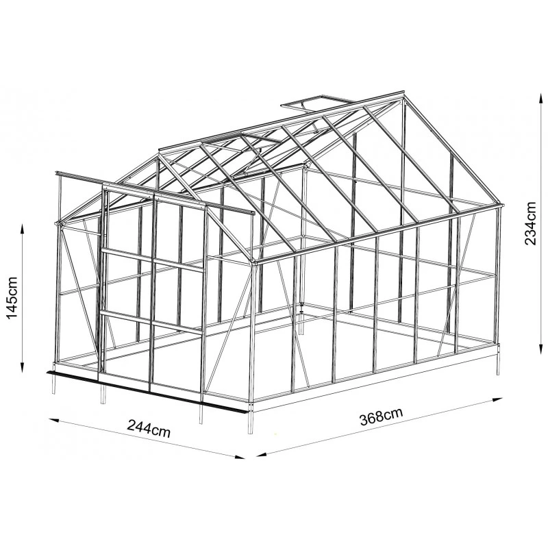 Serre De Jardin 8,98m² En Aluminium Anthracite Et Verre Trempé 4mm - Green Protect 5 Serre De Jardin 8,98m² En Aluminium Anthracite Et Verre Trempé 4mm - Green Protect – Image 3