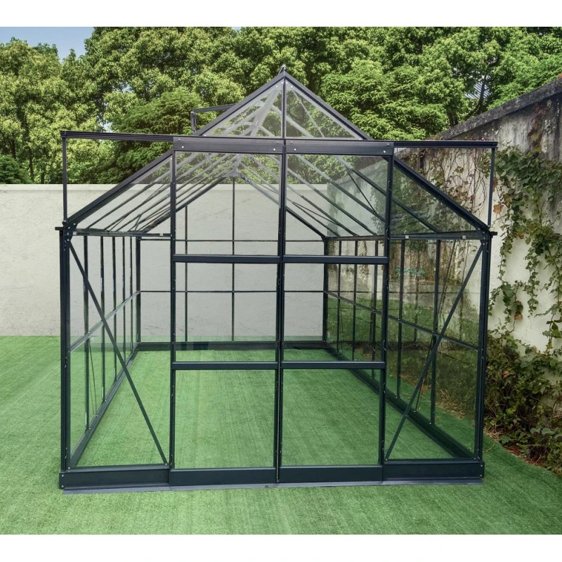Serre De Jardin 8,98m² En Aluminium Anthracite Et Verre Trempé 4mm - Green Protect 6 Serre De Jardin 8,98m² En Aluminium Anthracite Et Verre Trempé 4mm - Green Protect – Image 4