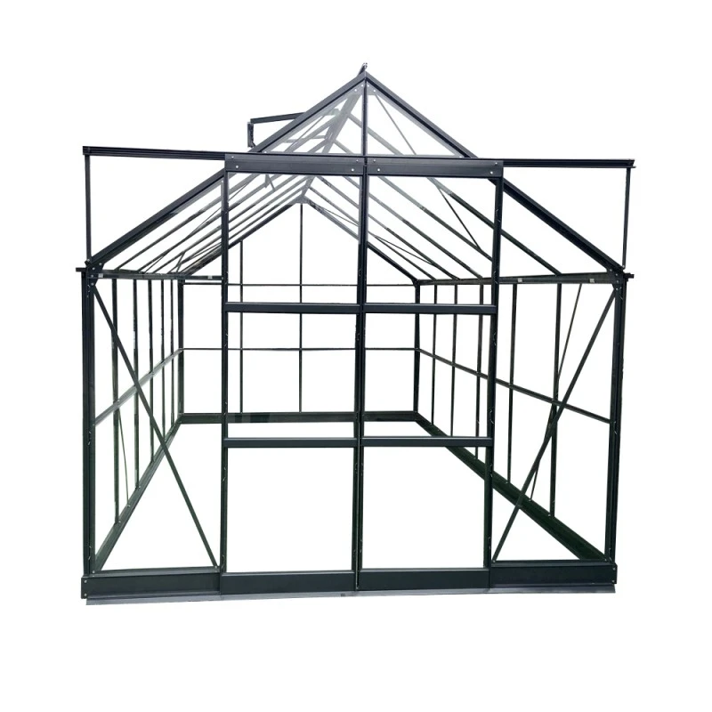 Serre De Jardin 8,98m² En Aluminium Anthracite Et Verre Trempé 4mm - Green Protect 8 Serre De Jardin 8,98m² En Aluminium Anthracite Et Verre Trempé 4mm - Green Protect – Image 6
