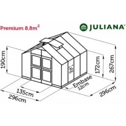 Serre De Jardin 8,8m² Aluminium Et Polycarbonate 10mm Premium Juliana -Jardin Serre Boutique serre de jardin 88m aluminium et polycarbonate 10mm premium juliana 7