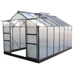 Serre De Jardin 9,13m² Anthracite En Polycarbonate + Embase Green Protect -Jardin Serre Boutique serre de jardin 913m anthracite en polycarbonate embase green protect 1