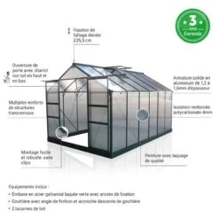 Serre De Jardin 9,13m² Verte En Polycarbonate 4mm + Embase Green Protect 21 Serre De Jardin 9,13m² Verte En Polycarbonate 4mm + Embase Green Protect -Jardin Serre Boutique serre de jardin 913m verte en polycarbonate 4mm embase green protect 2