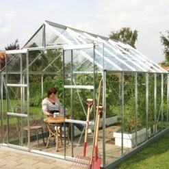 Serre Laurus Uranus 9,85m² En Aluminium Naturel Et Verre Trempé 3mm + Embase Incluse - Natura Lams -Jardin Serre Boutique serre de jardin 985m en aluminium anodise et verre trempe uranus lams 2