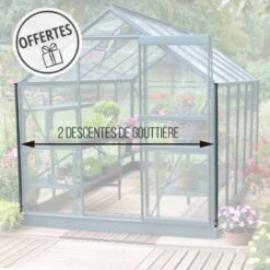 Serre Laurus Uranus 9,85m² En Aluminium Naturel Et Verre Trempé 3mm + Embase Incluse - Natura Lams -Jardin Serre Boutique serre de jardin 985m en aluminium anodise et verre trempe uranus lams 7