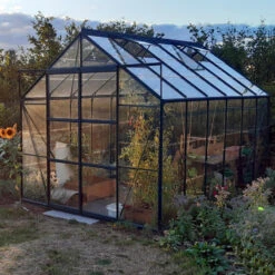 Serre Laurus Uranus 9,85m² En Aluminium Laqué Vert Et Verre Trempé 3mm + Embase Incluse - Natura Lams -Jardin Serre Boutique serre de jardin 985m en aluminium laque et verre trempe uranus lams 16