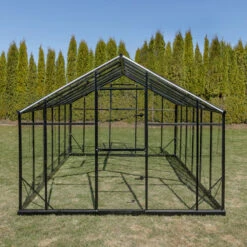 Serre De Jardin 9,8m² En Aluminium Noir Et Verre Trempé Sanus L10 - Gampre -Jardin Serre Boutique serre de jardin 98m en aluminium noir et verre trempe sanus l10 gampre 5