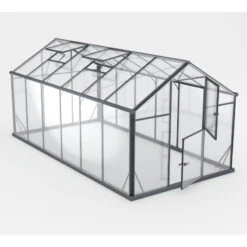 Serre De Jardin 9,8m² En Aluminium Noir Et Verre Trempé Sanus UP! L10 - Gampre -Jardin Serre Boutique serre de jardin 98m en aluminium noir et verre trempe sanus up l10 gampre 1