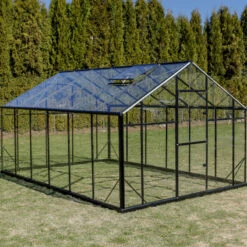 Serre De Jardin 9,8m² En Aluminium Noir Et Verre Trempé Sanus UP! L10 - Gampre -Jardin Serre Boutique serre de jardin 98m en aluminium noir et verre trempe sanus up l10 gampre 4