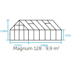 Serre De Jardin 9,9m² Magnum 128 En Aluminium Noir Et Verre Trempé 3mm - Halls -Jardin Serre Boutique serre de jardin 99m magnum 128 en aluminium noir et verre trempe 3mm halls 2