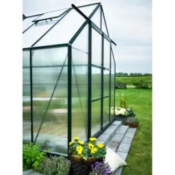 Serre De Jardin 9,9m² Magnum 128 En Aluminium Vert Et Polycarbonate 6mm - Halls -Jardin Serre Boutique serre de jardin 99m magnum 128 en aluminium vert et polycarbonate 6mm halls 3