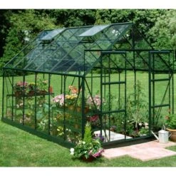 Serre De Jardin 9,9m² Magnum 128 En Aluminium Vert Et Verre Horticole 3mm - Halls -Jardin Serre Boutique serre de jardin 99m magnum 128 en aluminium vert et verre horticole 3mm halls 1