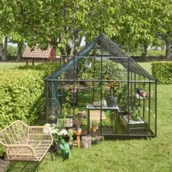 Serre De Jardin 9,9m² Qube+ 812 Noire En Verre Trempé - Halls