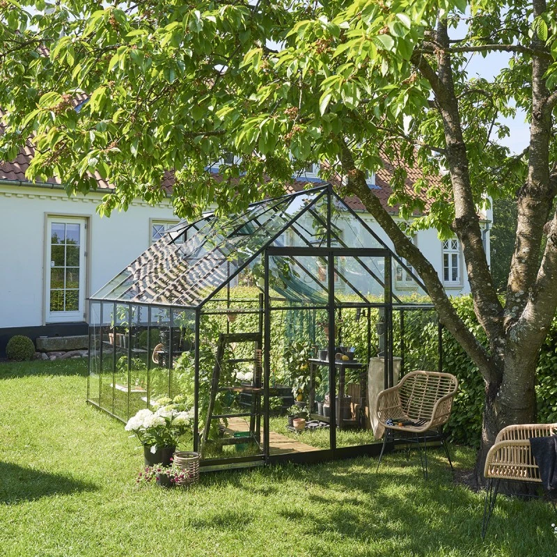 Serre De Jardin 9,9m² Qube+ 812 Noire En Verre Trempé - Halls 9 Serre De Jardin 9,9m² Qube+ 812 Noire En Verre Trempé - Halls – Image 7