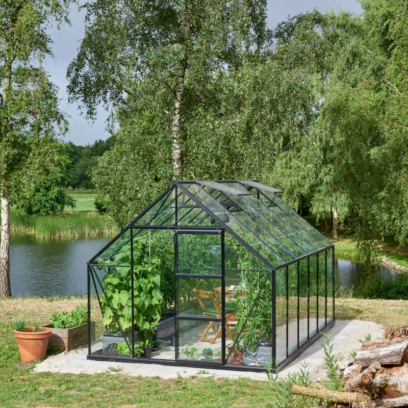 Serre De Jardin 9,9m² Universal 128 En Aluminium Noir Et Verre Horticole 3mm - Halls 6 Serre De Jardin 9,9m² Universal 128 En Aluminium Noir Et Verre Horticole 3mm - Halls – Image 4