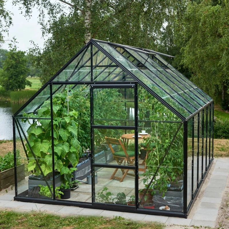 Serre De Jardin 9,9m² Universal 128 En Aluminium Noir Et Verre Horticole 3mm - Halls 11 Serre De Jardin 9,9m² Universal 128 En Aluminium Noir Et Verre Horticole 3mm - Halls – Image 9