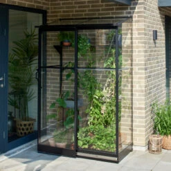 Serre De Jardin Adossée 0,8m² Qube Lean-to 24noire En Verre Trempé - Halls