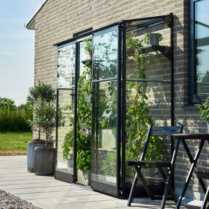 Serre De Jardin Adossée 1,2m² Qube Lean-to 26 Noire En Verre Trempé - Halls 6 Serre De Jardin Adossée 1,2m² Qube Lean-to 26 Noire En Verre Trempé - Halls – Image 4