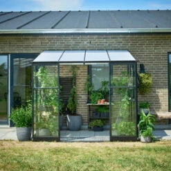 Serre De Jardin Adossée 4,7m² Qube Lean-to 68 Noire En Verre Trempé - Halls -Jardin Serre Boutique serre de jardin adossee 47m qube lean to 68 noire en verre trempe halls 2