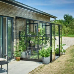 Serre De Jardin Adossée 4,7m² Qube Lean-to 68 Noire En Verre Trempé - Halls -Jardin Serre Boutique serre de jardin adossee 47m qube lean to 68 noire en verre trempe halls 3