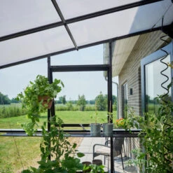 Serre De Jardin Adossée 4,7m² Qube Lean-to 68 Noire En Verre Trempé - Halls -Jardin Serre Boutique serre de jardin adossee 47m qube lean to 68 noire en verre trempe halls 4