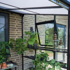 Serre De Jardin Adossée 4,7m² Qube Lean-to 68 Noire En Verre Trempé - Halls -Jardin Serre Boutique serre de jardin adossee 47m qube lean to 68 noire en verre trempe halls 5
